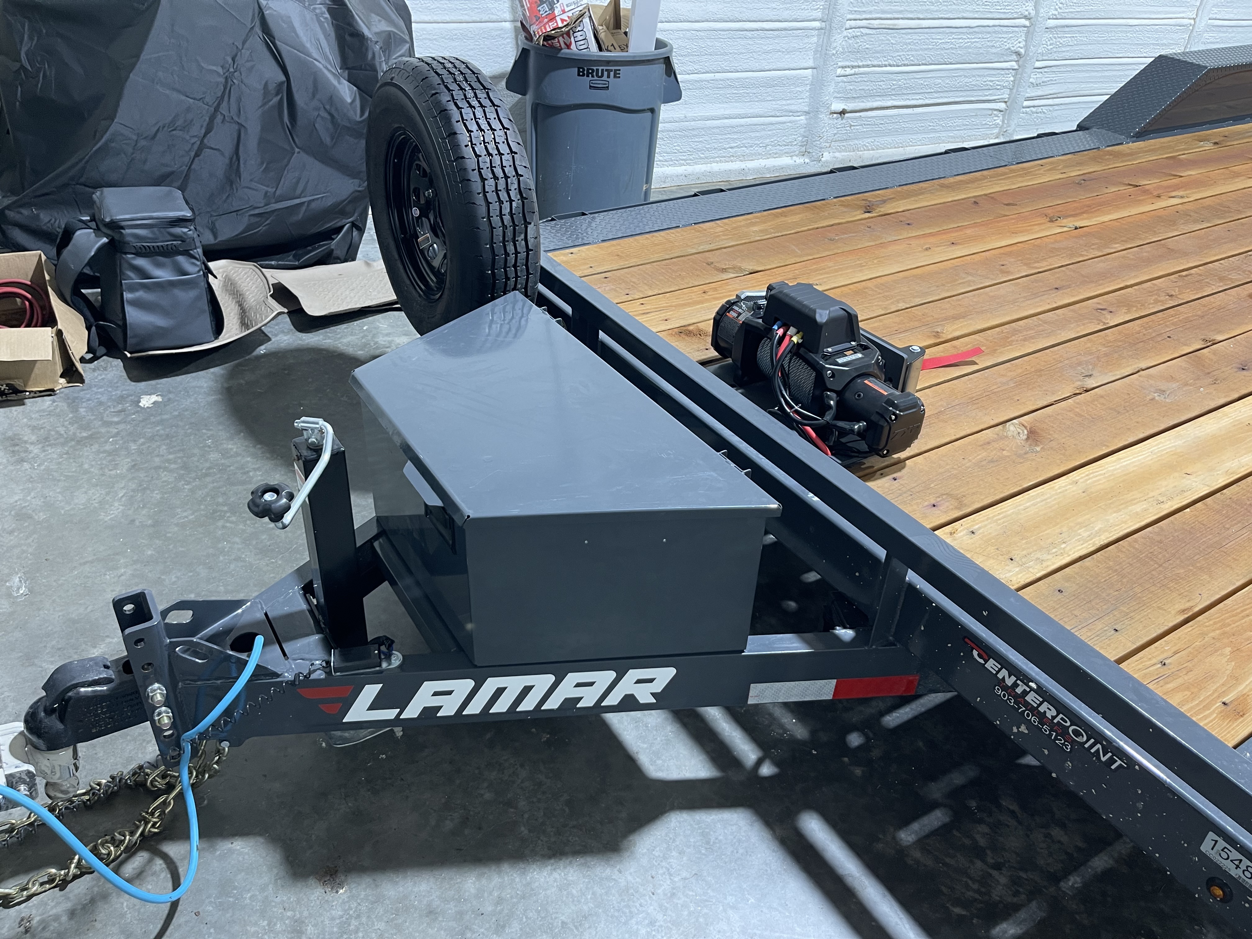 Lamar car hauler tongue with toolbox and spare tire